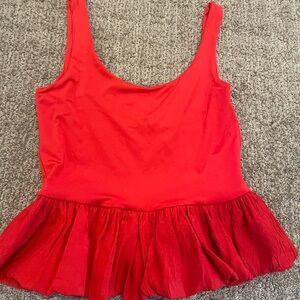 Amazon Red Sleeveless Peplum Bodysuit Blouse